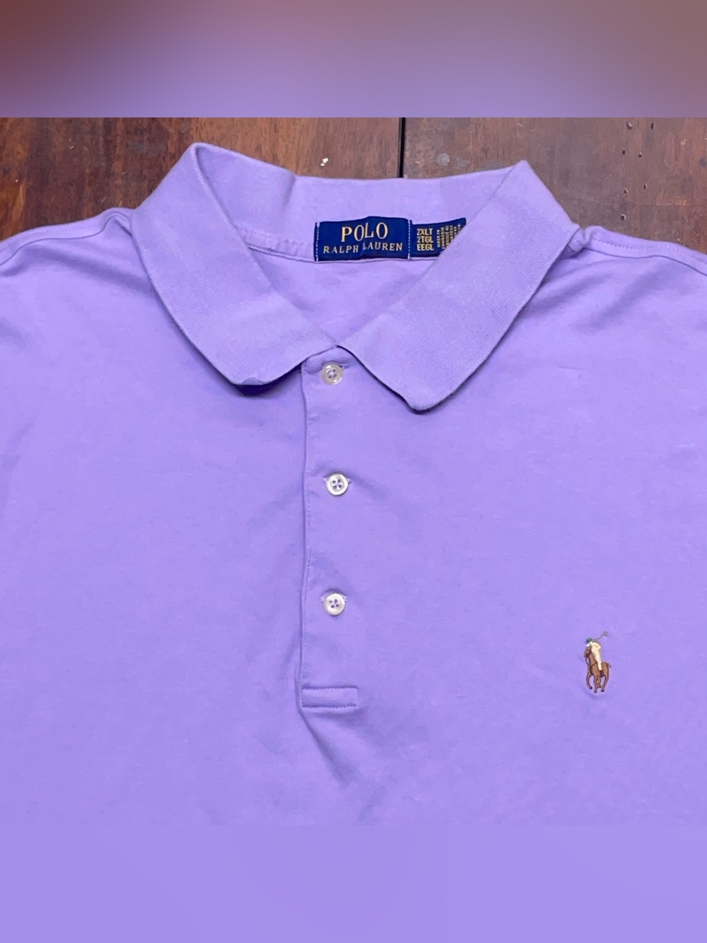Polo Ralph Lauren Mens 2XLT Purple Short Sleeve Cotton Pony Logo Polo Shirt
